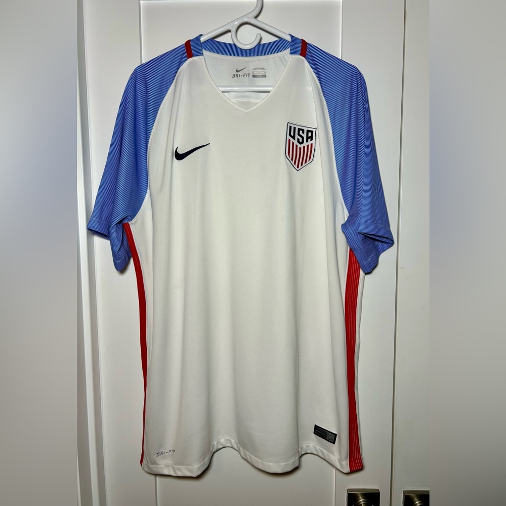 Nike USA Soccer Jersey Dri-FIT White Blue Red XL 2016 Authentic
